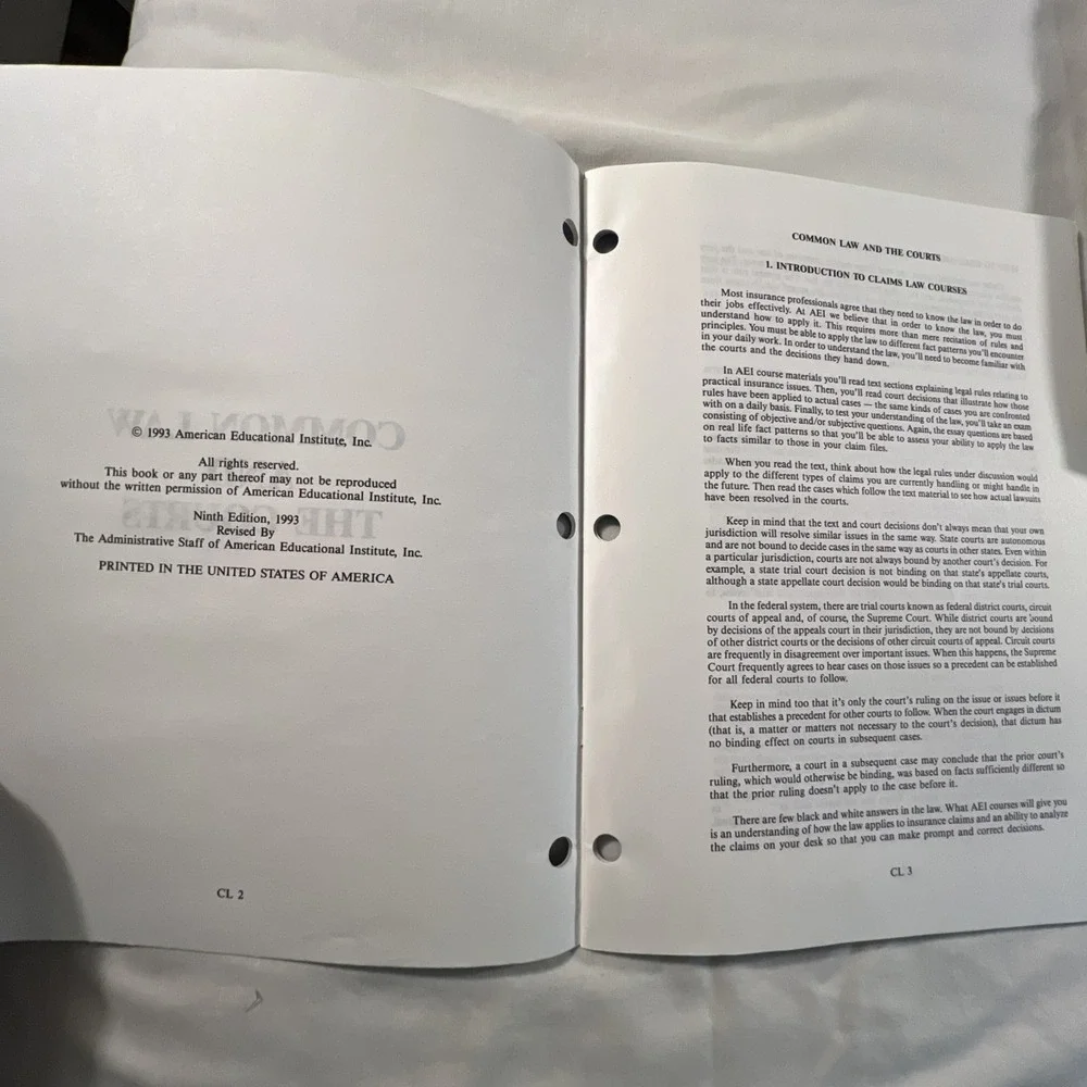 The Legal Environment Of Risk Management And Insurance 1st Ed‎ 2000 CPCU 530 lot